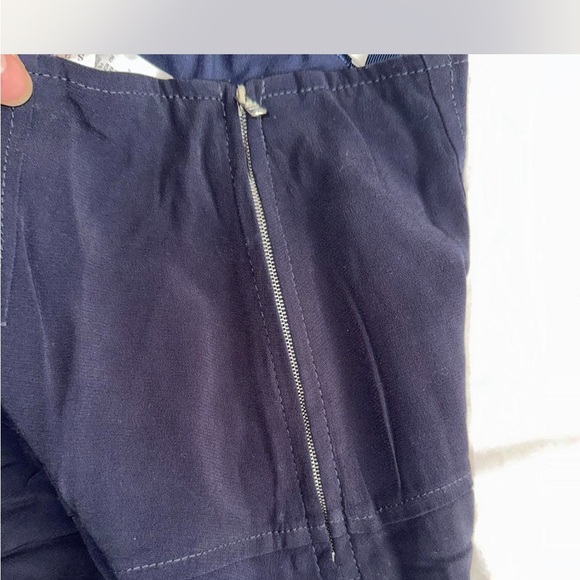 Sandro 100% silk Navy Tiered Mini Skirt with side zip size 2 - Picture 6 of 6